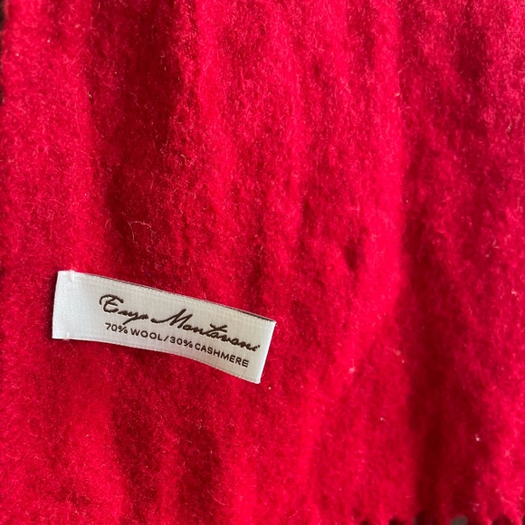 Enya Montarani Wool Cashmere Scarf Red🧣 Rectangle 12x62 - Picture 2 of 3